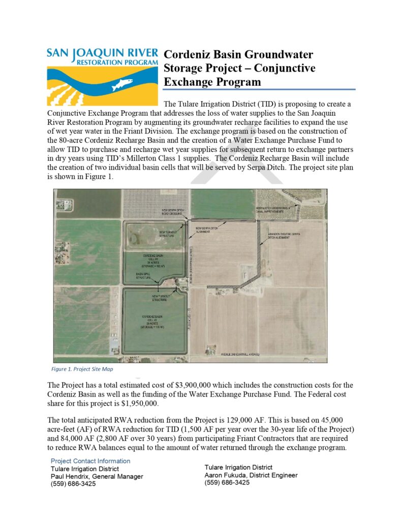 Cordeniz Basin Groundwater Storage Project