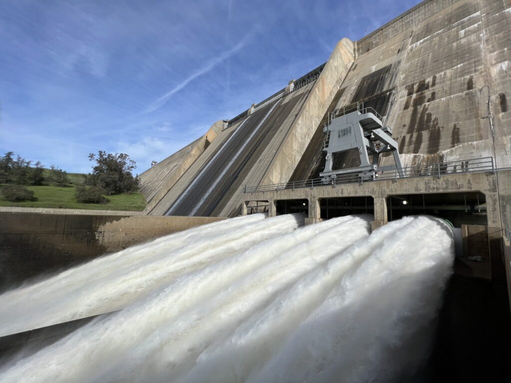 a dam releasing water