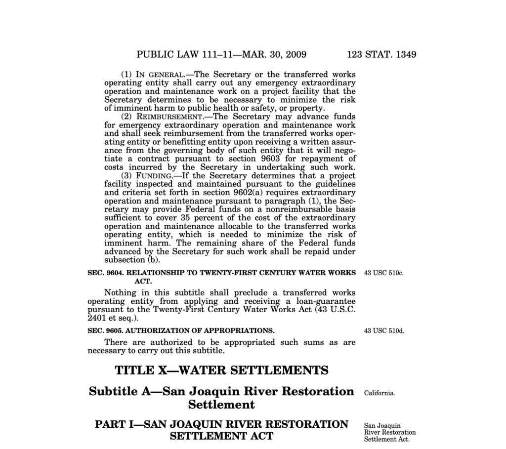 San Joaquin River Restoration settlement