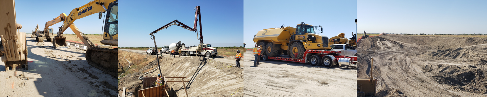 more cranes and tractors working in construction zones