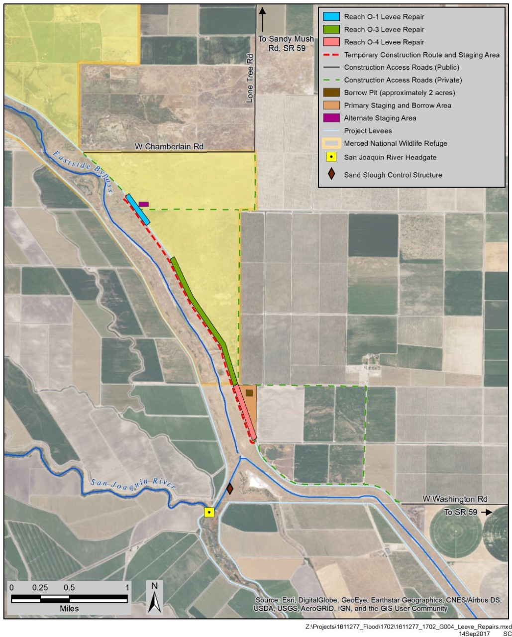 map showing the construction area