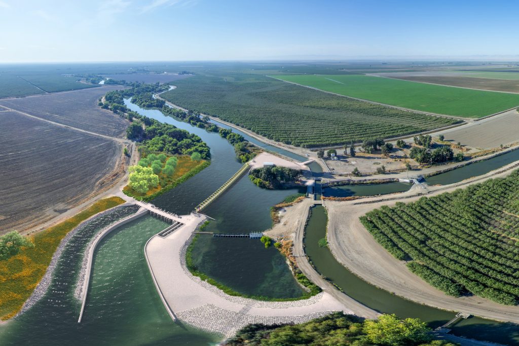 Artist rendering of Arroyo Canal Fish Screen and Sack Dam Fish Passage Projects